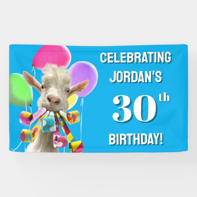 Goat with Party Blowers Banner (Horizontal)