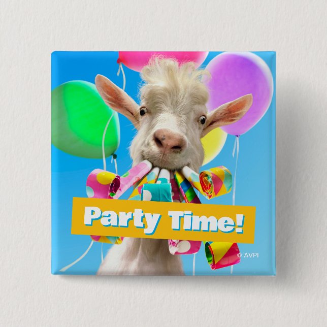 Goat with Party Blowers Button (Vorderseite)