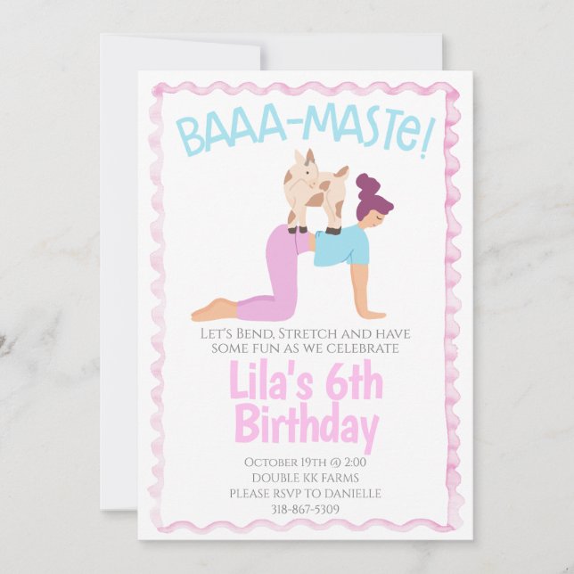 Goat Yoga Birthday Invitation (Devant)