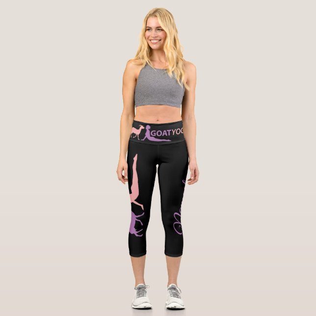 Goat Yoga Girl Namaste Capri Leggings (Vorderseite)