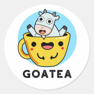 Goatea Funny Goat Tea Pun Runder Aufkleber
