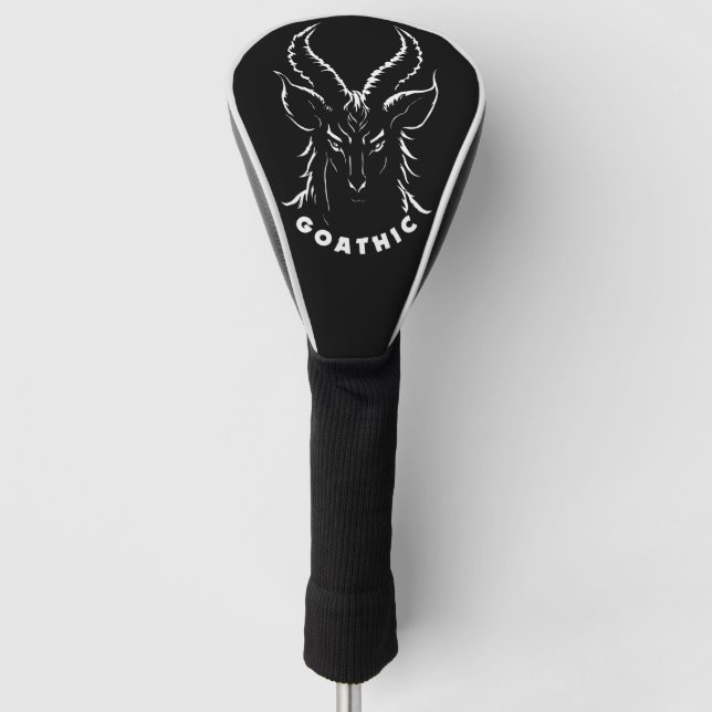 Goathic | Gothic Pun | Satanic Goat Golf Headcover (Vorderseite)