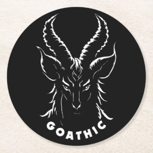 goathisch Gothic Pun Satanziege Runder Pappuntersetzer