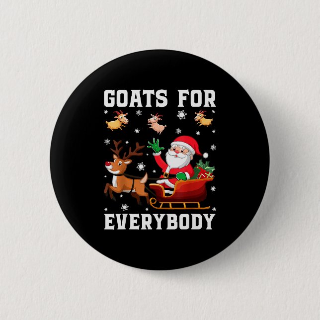 Goats For Everybody Santa Sleigh Funny Christmas G Button (Vorderseite)