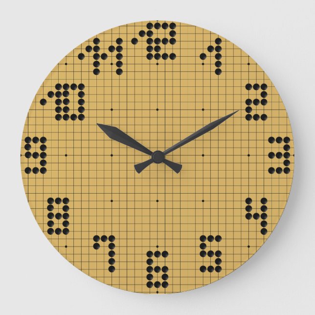 Goban Clock - Black Stones 1-12 Große Wanduhr (Vorderseite)
