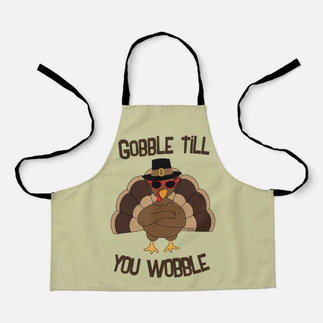 Gobble, bis du coolen Truthahn-Erntedank wackelst Schürze (Vorderseite)