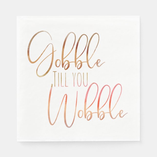 Gobble bis du Wobble Watercolor Erntedank Serviette (Vorderseite)