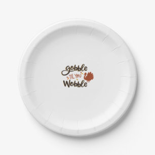 Gobble bis you Wobble Funny Erntedank Day Turke Pappteller