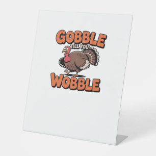 Gobble bis You Wobble - Funny Turkey Cartoon Clas Sockelschild