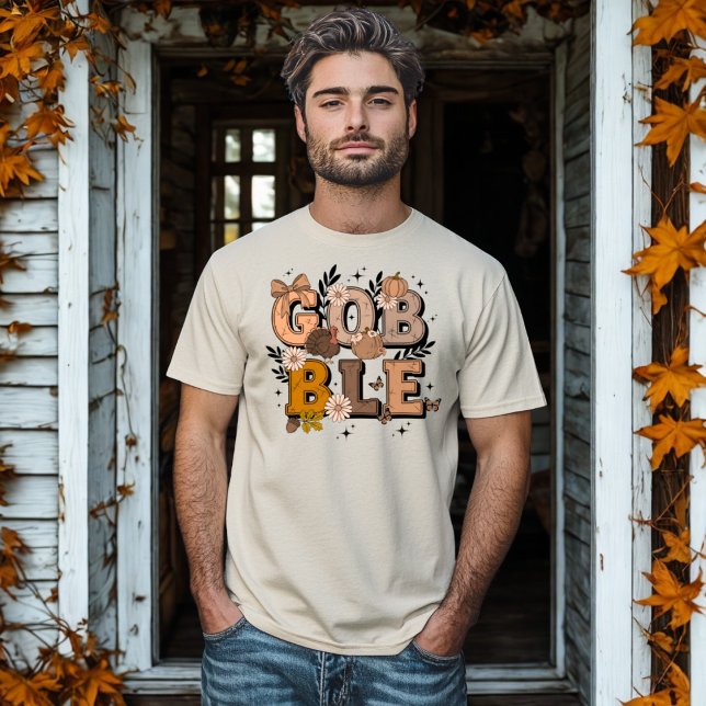 Gobble Fall Holiday Fall Boho Erntedank T-Shirt (Von Creator hochgeladen)