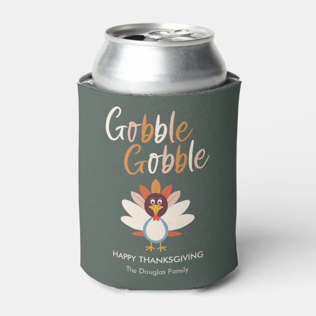 Gobble Gobble Erntedank Gastgeschenke Dosenkühler (Kanne Vorderseite)