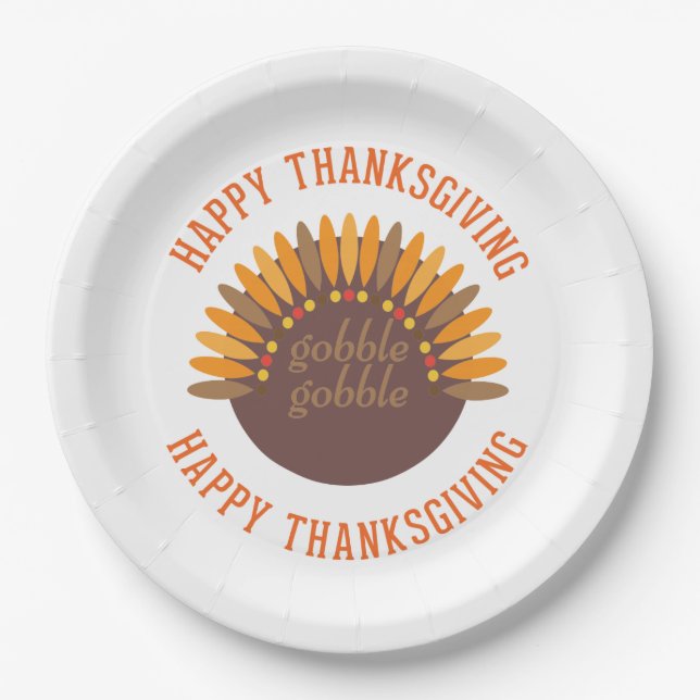 Gobble Gobble Erntedank Holiday Pappteller (Vorderseite)