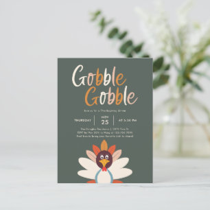Gobble Gobble Erntedank Party Einladung Postkarte