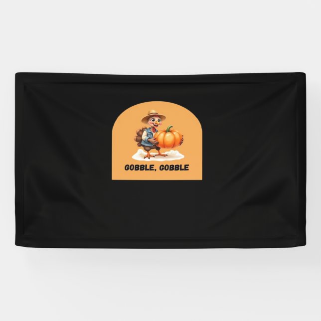 Gobble, Gobble Erntedank Türkei mit Pumpkin Cl Banner (Horizontal)