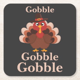 Gobble Gobble Funny Niedlicher Erntedank Türkei Rechteckiger Pappuntersetzer