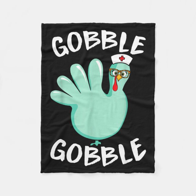 Gobble Gobble Funny Turkey Glove Thanksgiving Nurs Fleecedecke (Vorderseite)