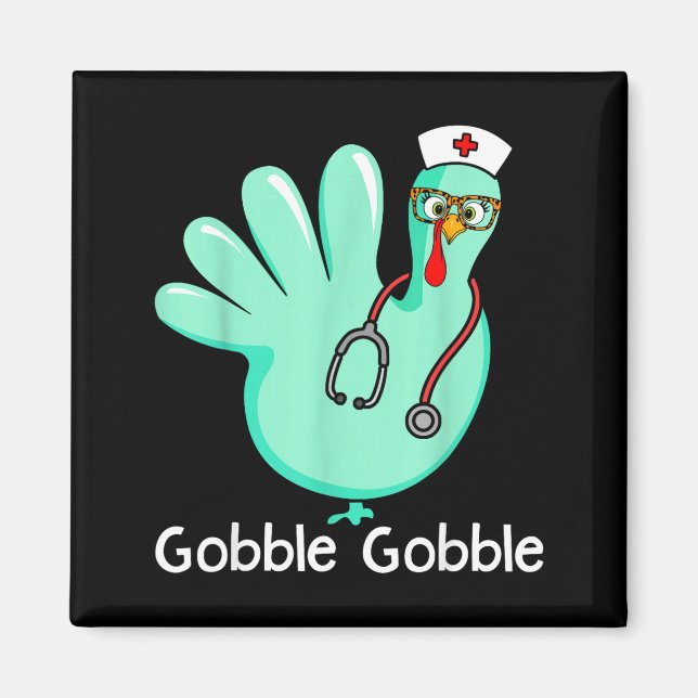 Gobble Gobble Funny Turkey Glove Thanksgiving Nurs Magnet (Vorne)