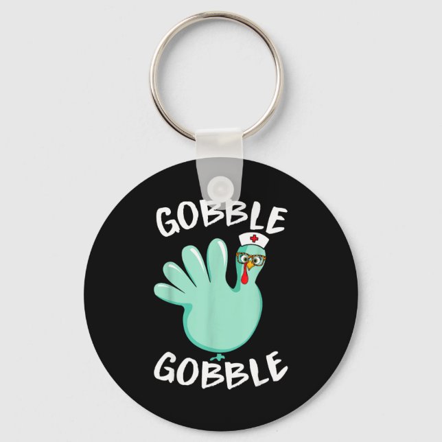 Gobble Gobble Funny Turkey Glove Thanksgiving Nurs Schlüsselanhänger (Vorderseite)