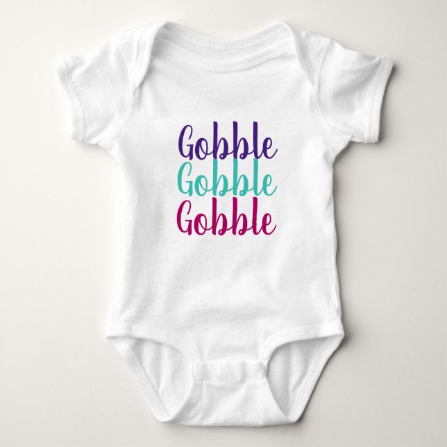 Gobble, Gobble, Gobble Baby Erntedank T - Shirt (Vorderseite)