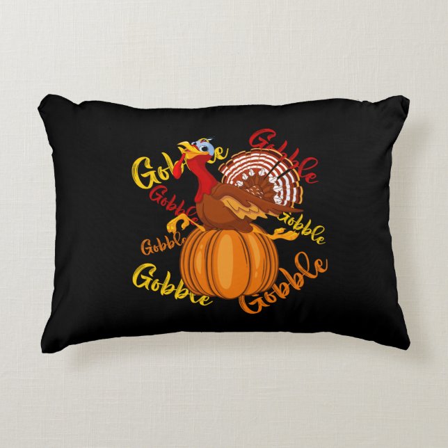 Gobble Gobble Gobble Pumpkin Dekokissen (Vorderseite)