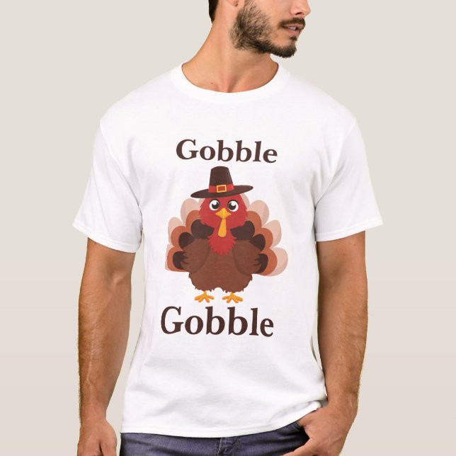 Gobble Gobble Niedlich Turkey Danke T-Shirt (Vorderseite)