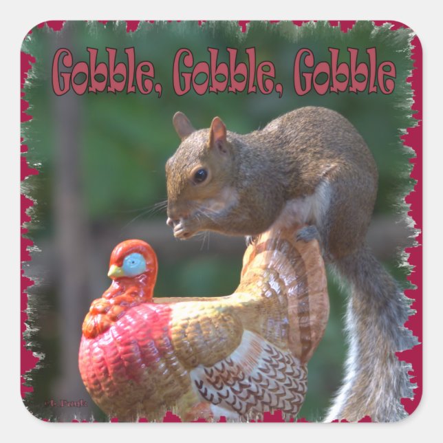 Gobble Gobble Quadratischer Aufkleber (Vorderseite)