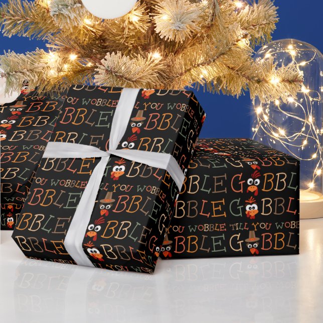 Gobble Gobble Till You Wobble Funny Thanksgiving Geschenkpapier (Feiertage)