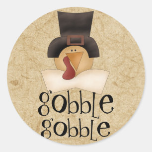 Gobble Gobble Türkei Runder Aufkleber