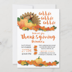 Gobble Gobble Turquie Thanksgiving Invitation