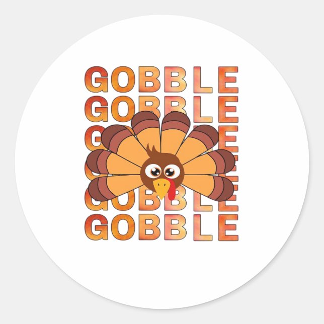 Gobble Goble Truthahn T - Shirt, Herbst T Ess Runder Aufkleber (Vorderseite)