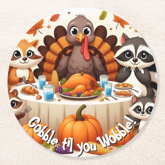 Gobble til we Wobble Runder Pappuntersetzer (Vorderseite)