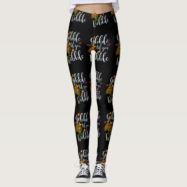 Gobble Til You Woboboboble Erntedank Regenbogen Leggings (Vorderseite)