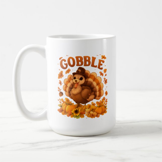 Gobble Turkey Cute Thanksgiving Fall Quote Kaffeetasse (Links)