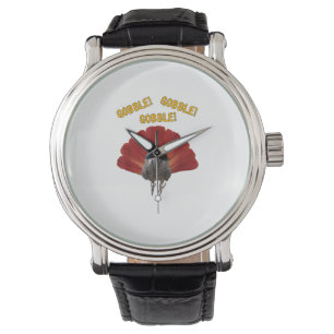 Gobble! Türkischer Erntedank Afrikanischer Grauer Armbanduhr