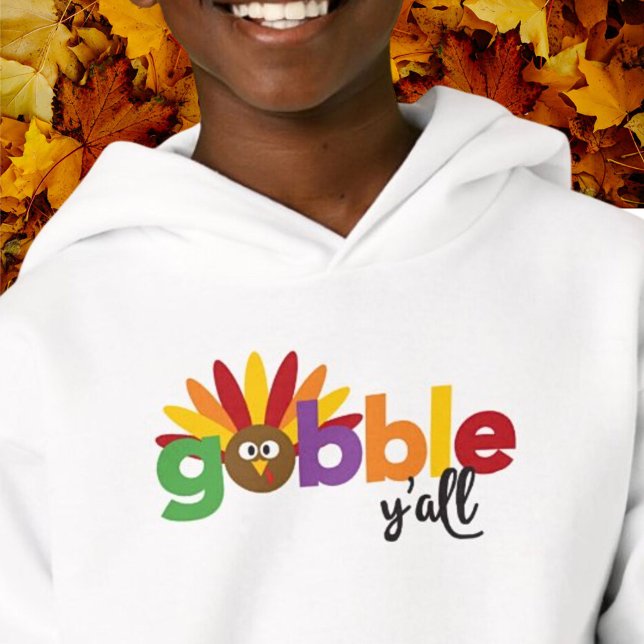 Gobble Yall Funny Erntedank Day Farbige Türkei Hoodie (Kids Gobble Y'all Funny Thanksgiving Day Colorful Turkey Shirt)
