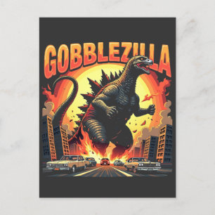 Gobblezilla Spooky Türkei Erntedank Gobble Einladungspostkarte