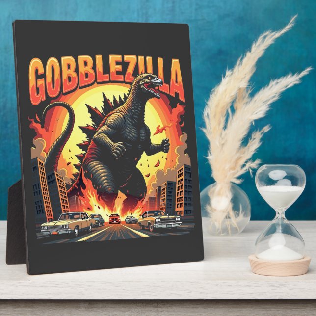Gobblezilla Spooky Türkei Erntedank Gobble Fotoplatte (Seite)