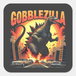 Gobblezilla Spooky Türkei Erntedank Gobble Quadratischer Aufkleber