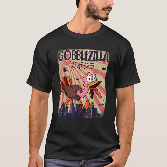 Gobblezilla Türkei Erntedank T-Shirt (Vorderseite)