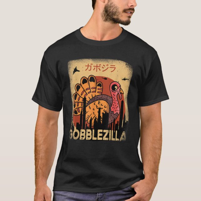 Gobblezilla Türkei Erntedank T Shirt (Vorderseite)