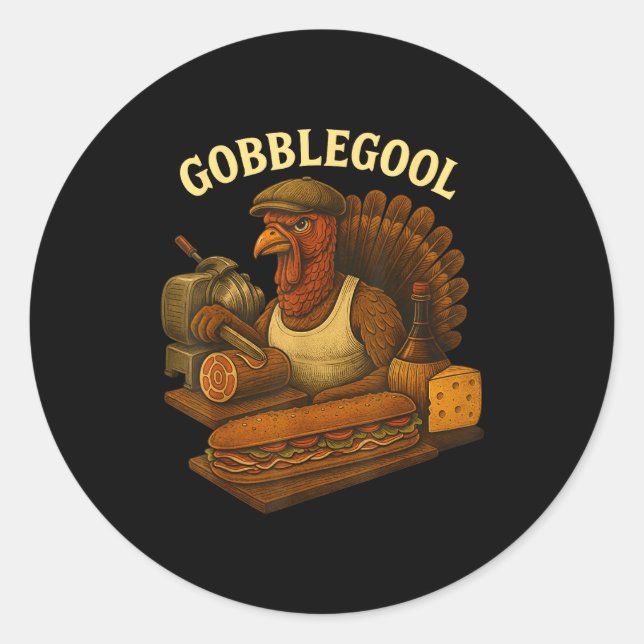 Gobbol Truthahn Bäcker Thanksgiving  Runder Aufkleber (Vorderseite)