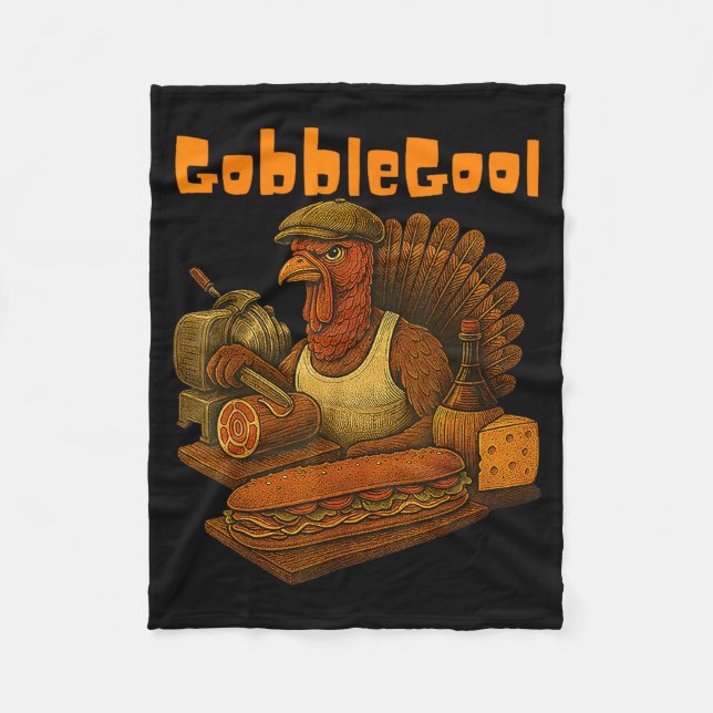 Gobbol Turkey Day Thanksgiving Funny Gobble Thankf Fleecedecke (Vorderseite)