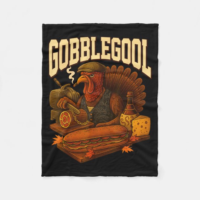 Gobbol Turkey Gobble Gool Thanksgiving Retro  Fleecedecke (Vorderseite)