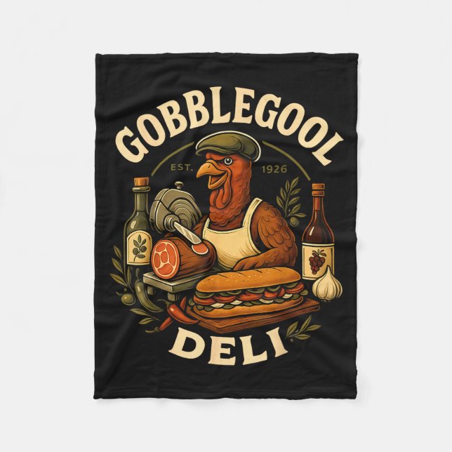 Gobbol Turkey Thanksgiving Italian Turkey Chef  Fleecedecke (Vorderseite)