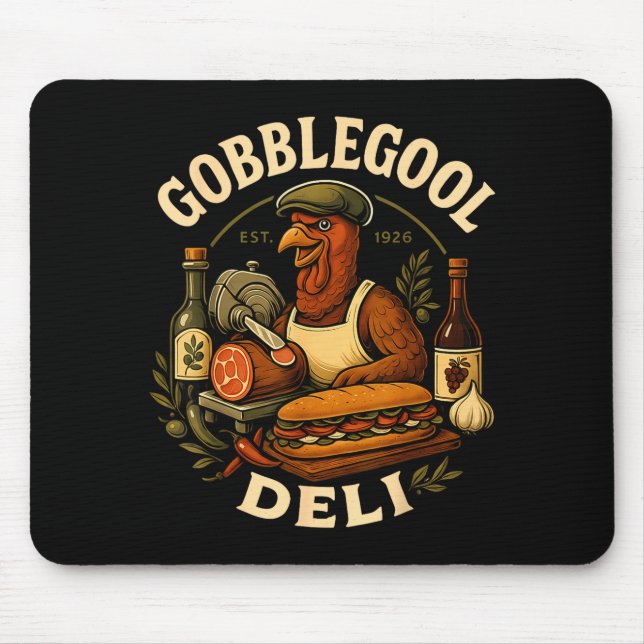Gobbol Turkey Thanksgiving Italian Turkey Chef  Mousepad (Vorne)
