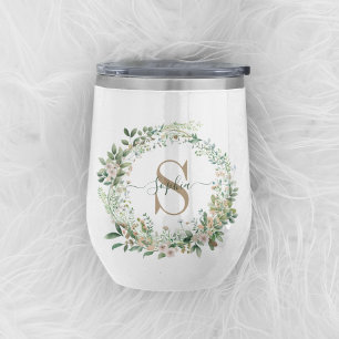 Gobelet à vin élégant avec monogramme botanique et