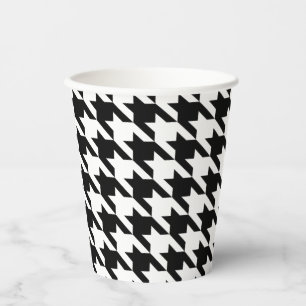 Gobelet en papier à carreaux pied-de-poule