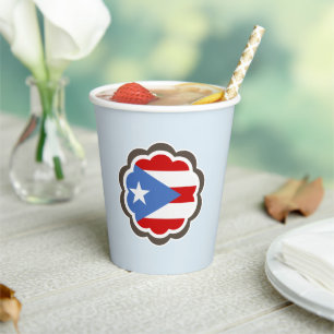 Gobelet en papier fleur drapeau portoricain