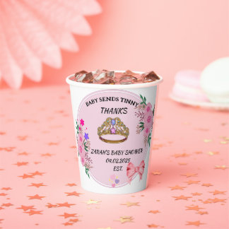 GOBELET EN PAPIER FLORAL ROSE POUR BABY SHOWER