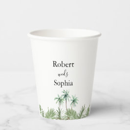 Gobelet en papier mariage palmier aquarelle modern